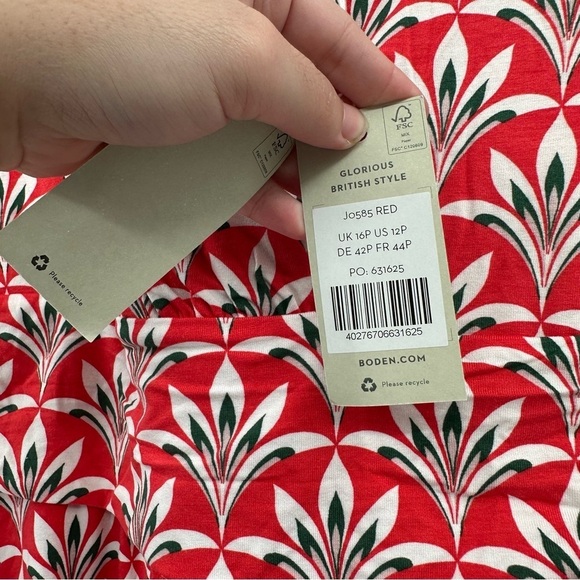 NEW Boden Effie Palm Print Jersey Dress Size 12P - Picture 4 of 7